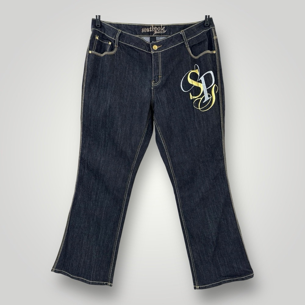 VTG Y2K Southpole Loose Fit Baggy Jeans Womans Size 22 (42x33) Wide Leg Studded